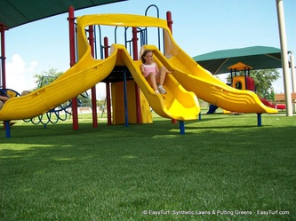 Kid friendly fake grass playground