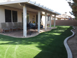 Patio cover and synthetic lawn