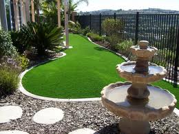 Backyard with artificial grass