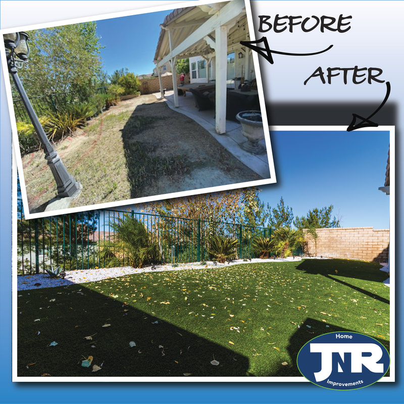 Artificial grass before and after picture