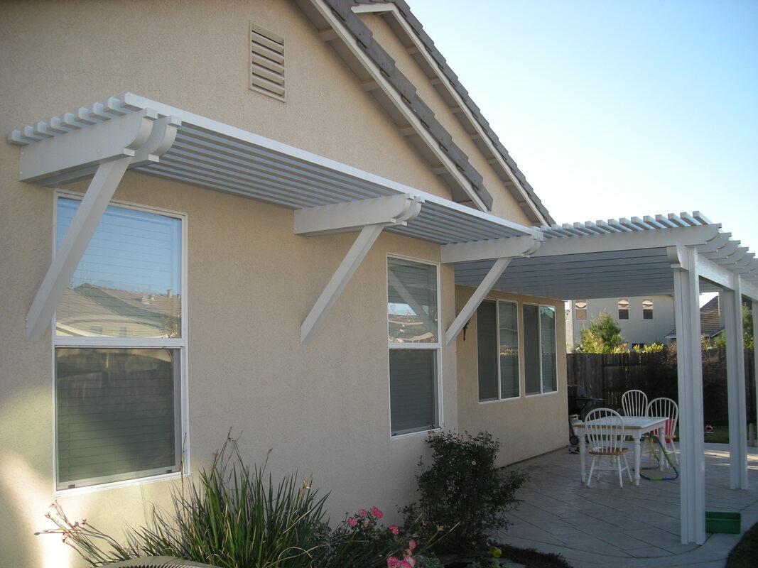 Lattice awning and pergola style patio cover in Lancaster, CA