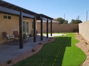 Artificial Grass with Aluminum Patio Cover in Backyard